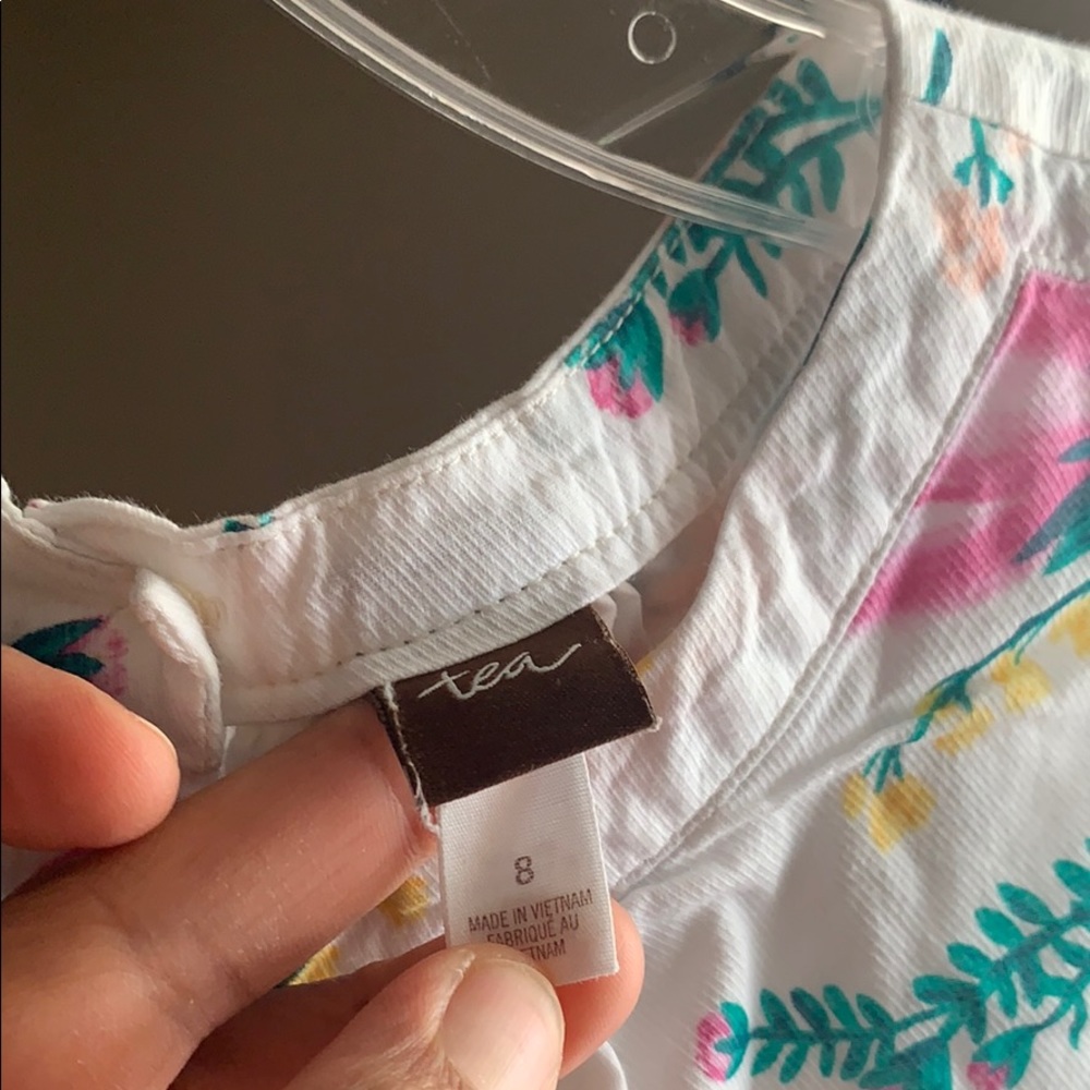 Beautiful white with colorful flowers girls dress